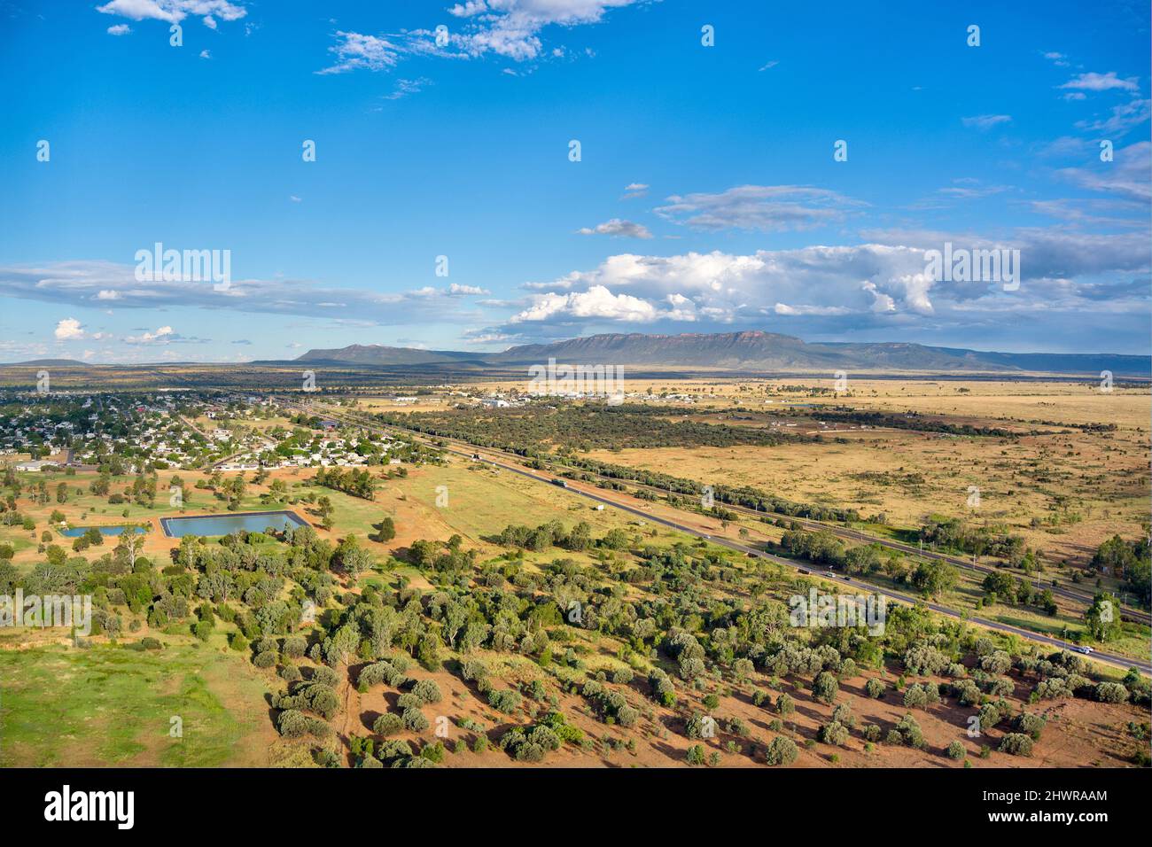 Aerial of Blackwater with Arthurs Bluff Central Queensland Australia Stock Photo