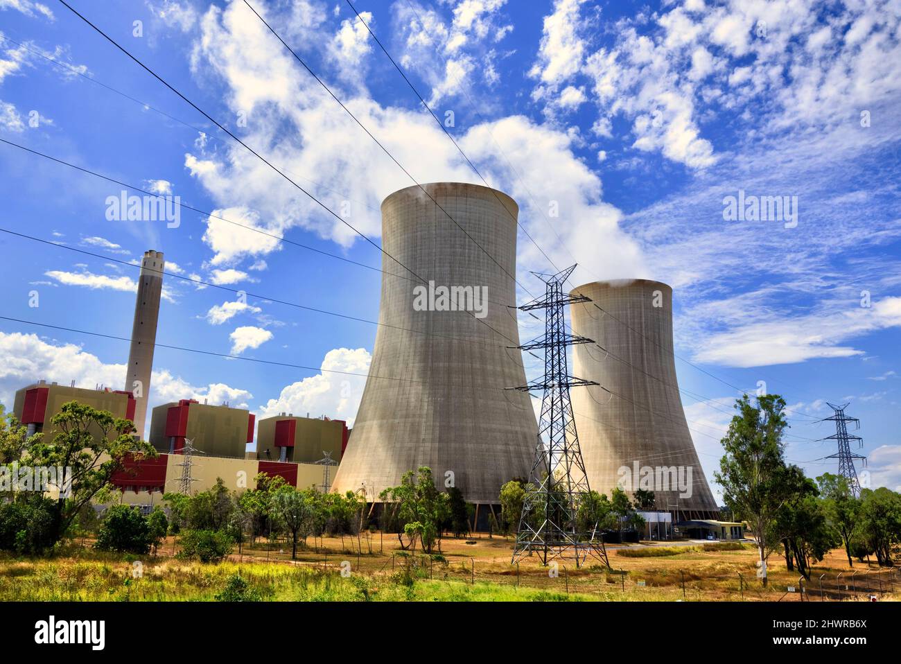Coal Fired Power Generation Station at Stanwell near Rockhampton Queensland Australia Stock Photo