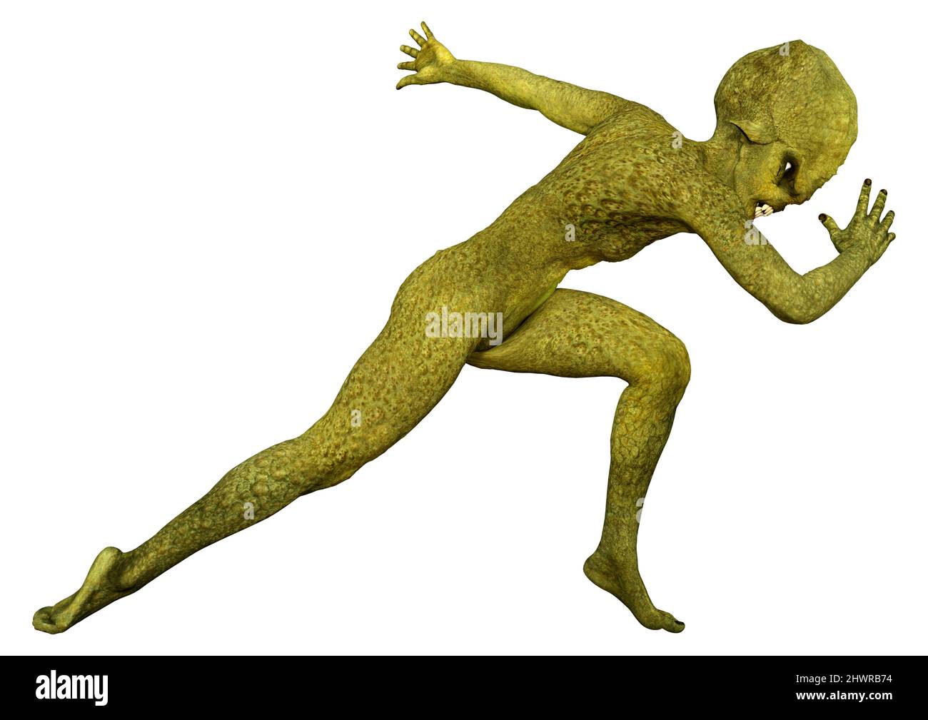 3D rendering of a green alien isolated on white background Stock Photo ...