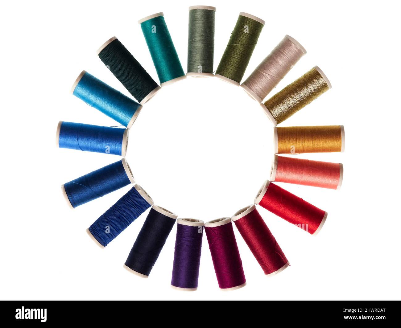 Assortment of spools with colored sewing thread on white background Stock Photo Alamy