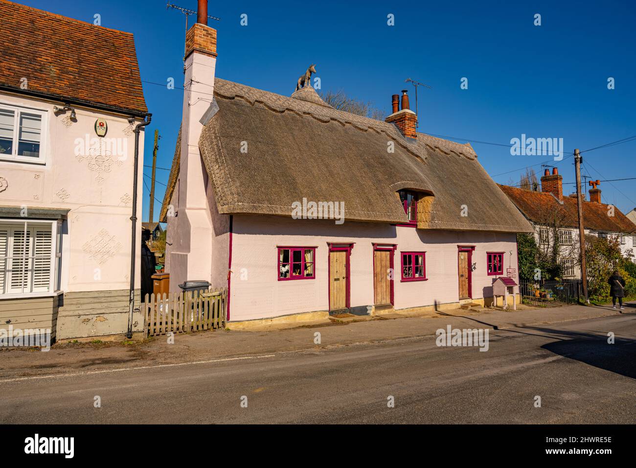 Thatched cottage in The Street in Pleshey Essex Stock Photo