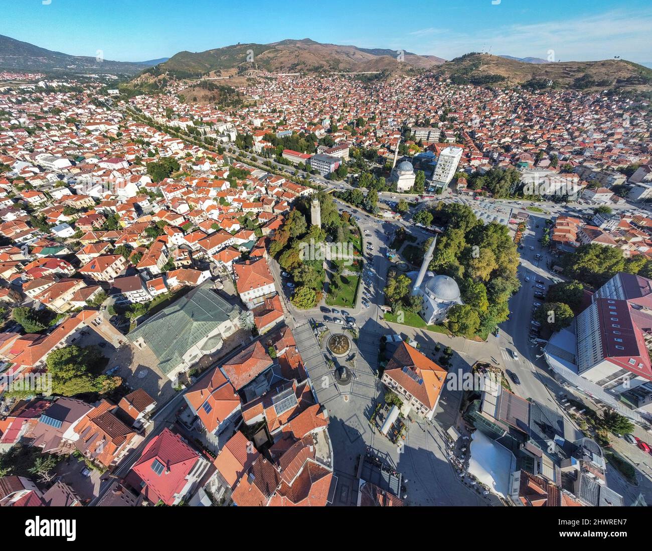 Bitola Macedonia, Clock Tower view from air Stock Photo Alamy