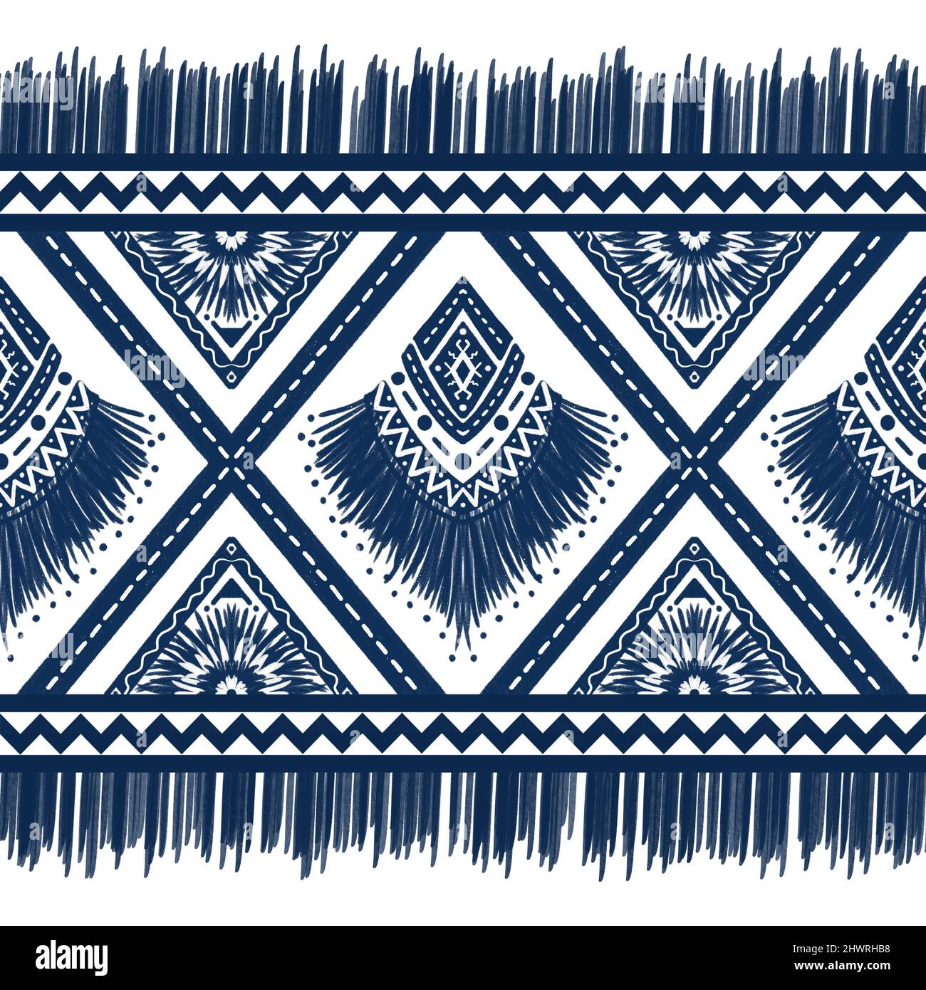 Navy Indigo Blue Diamond on White background. Geometric ethnic oriental ...