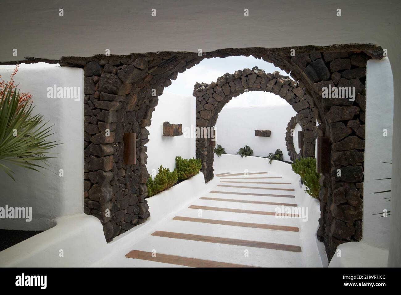 white painted walls of vip section backstage jameos del agua lanzarote, canary islands, spain Stock Photo