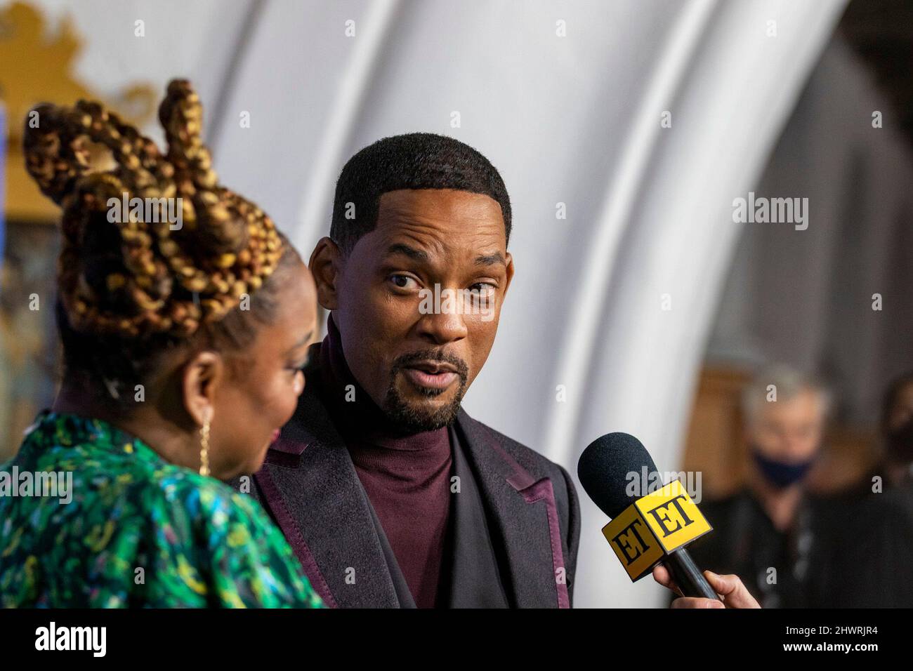 Aunjanue Ellis, Will Smith being interviewed on the red carpet at the 37th Santa Barbara International Film Festival Honoring Will Smith and Aunjanue Ellis with the Outstanding Performers of the Year Award at the Arlington Theater in Santa Barbara, California, March 6, 2022.  (Photo by Rod Rolle/Sipa USA) Stock Photo