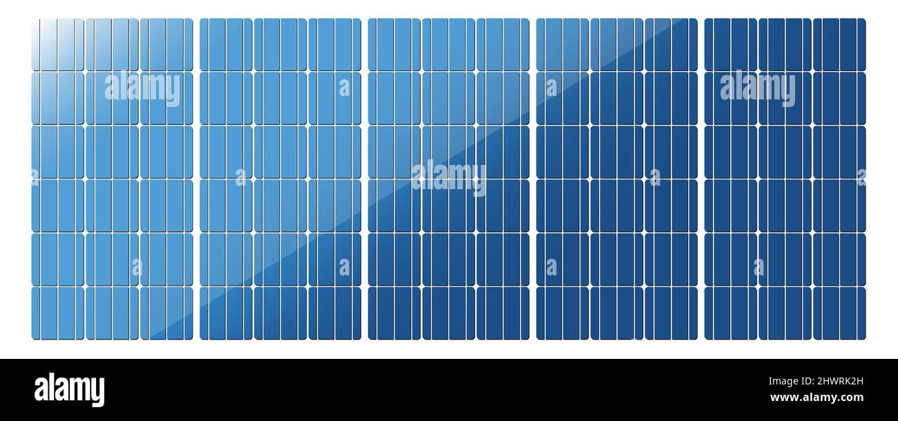 Solar Panel Pattern, Graphic with Photovolatic System, Shapes of Solar Energy System. Layout ,template, eco design of roof elements. Stock Vector