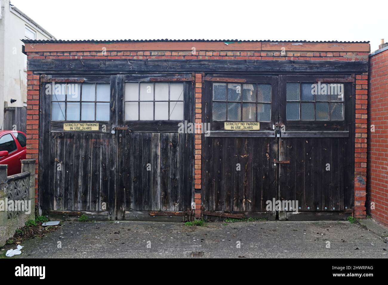 Old fashioned garages in Bristol Stock Photo Alamy