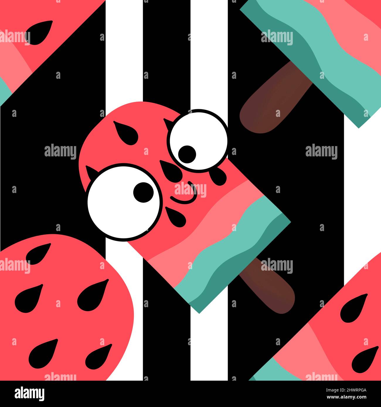 Summer seamless watermelon ice cream pattern for fabrics and packaging ...