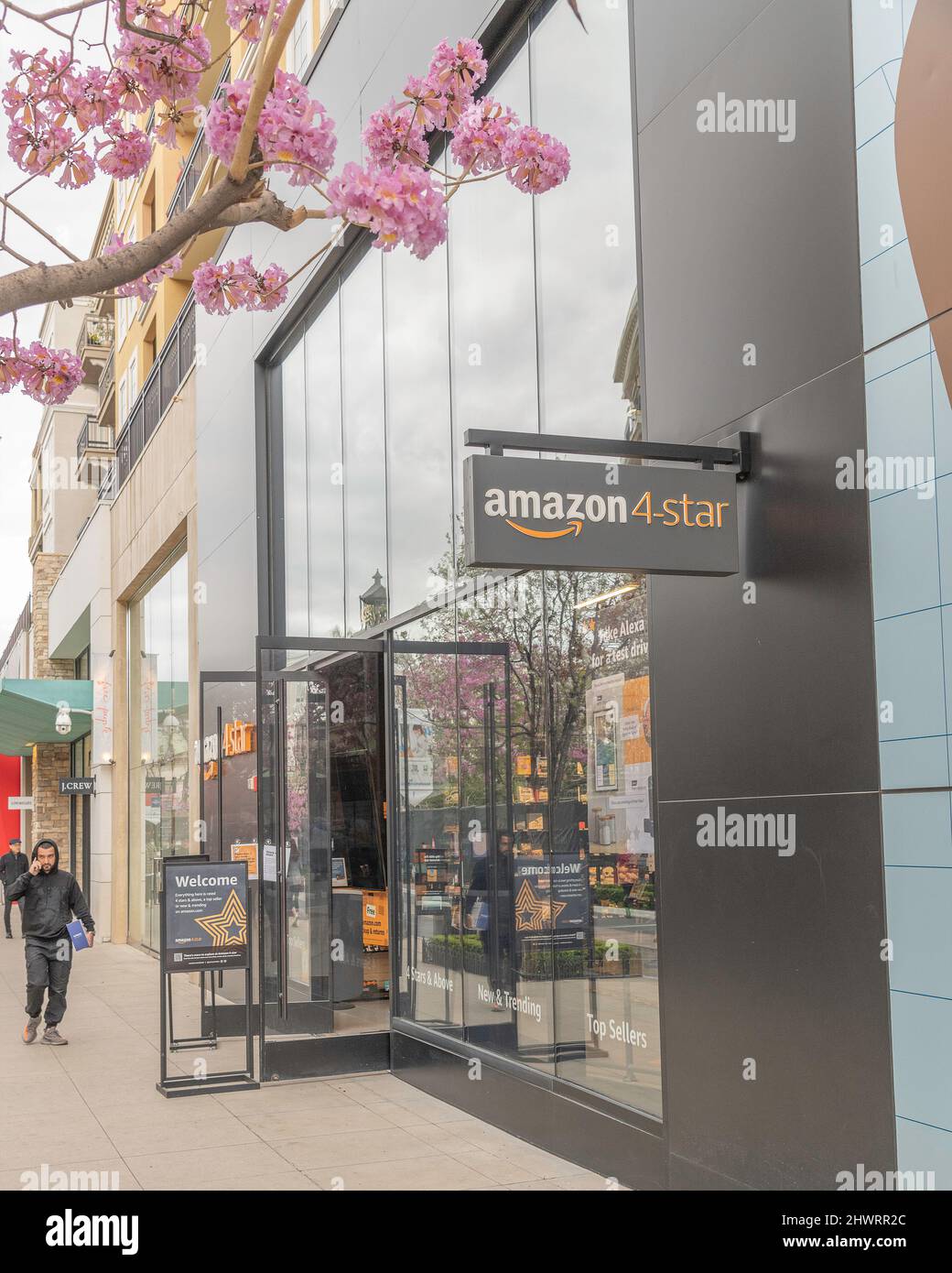 Glendale, CA, USA- March 4, 2022: Exterior of the Amazon 4-Star store at the Americana at Brand mall in Glendale, CA.Amazon Stock Photo