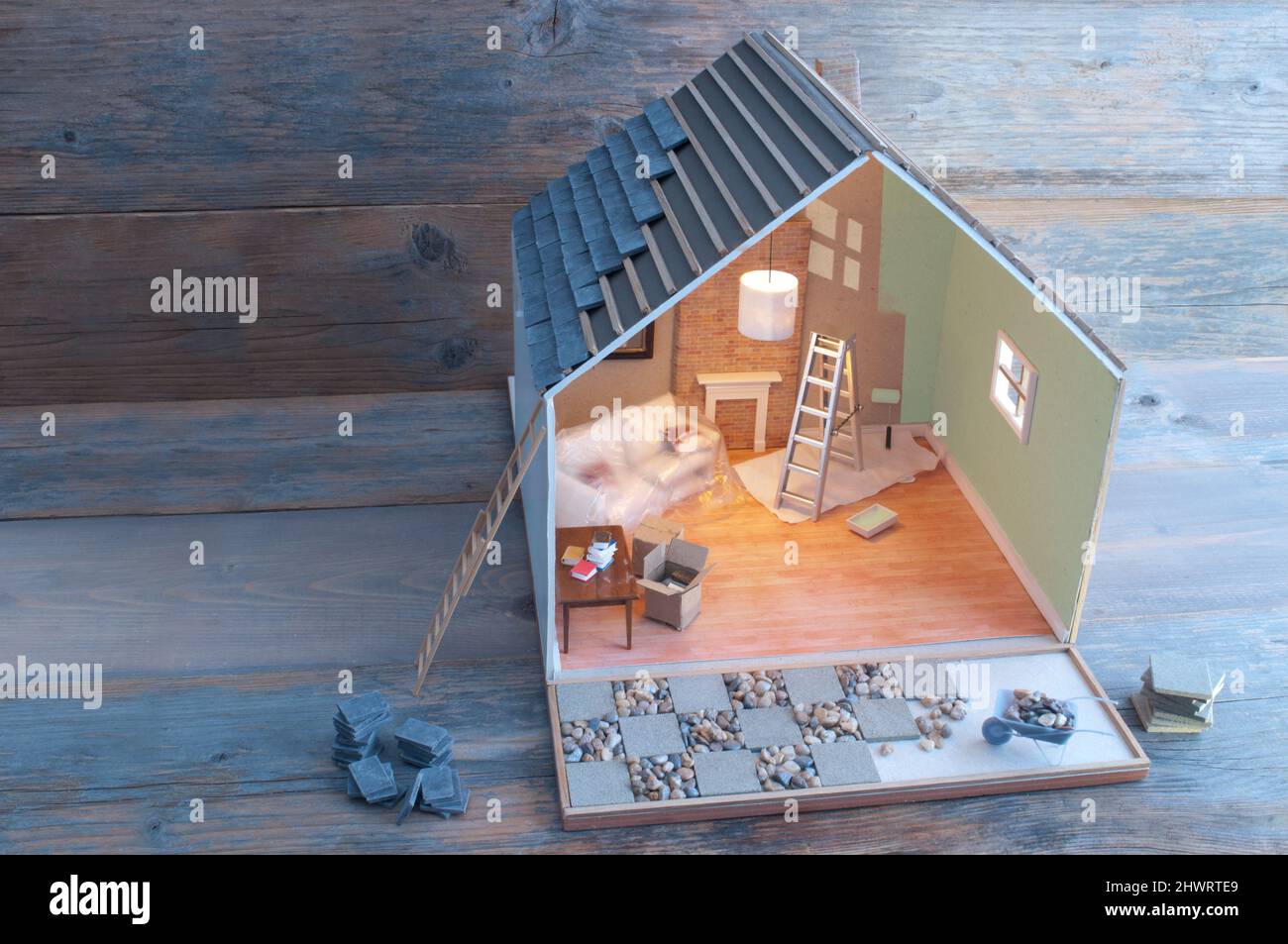 Miniature house diy renovation including painted interior, new roof ...