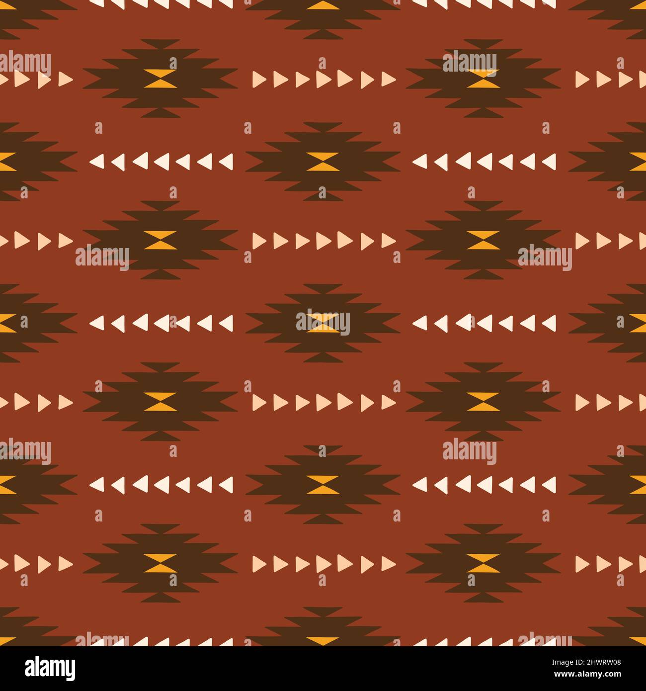 Hand Drawn Earthy Tones Tribal Vector Seamless Pattern. Navajo Graphic ...