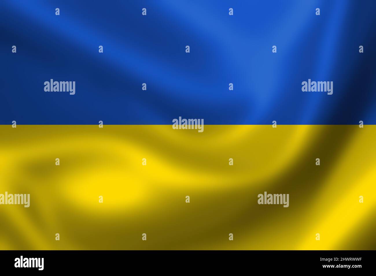 Illustration of the flag of Ukraine waving in the wind Stock Photo