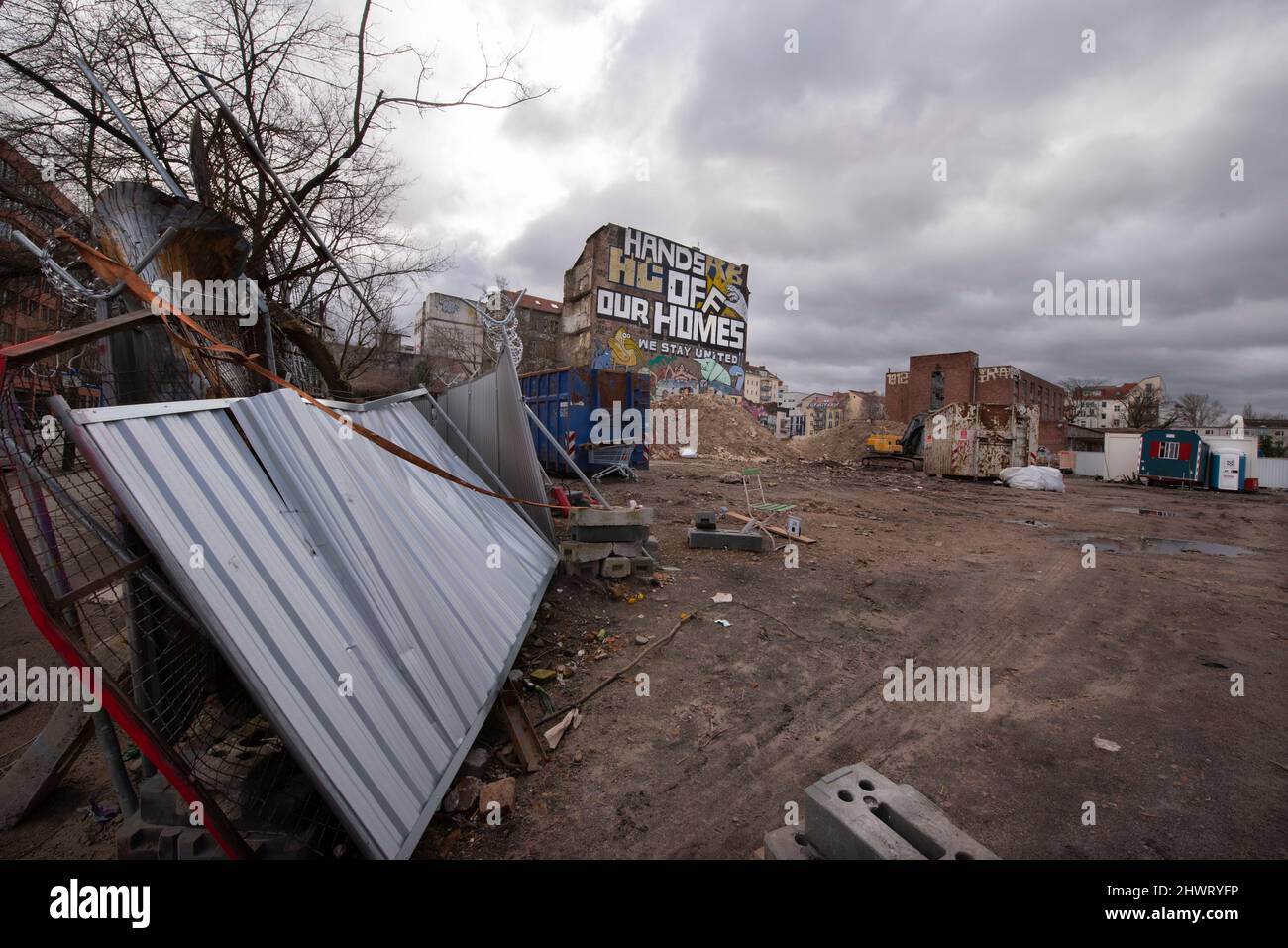 Building and grounds being occupied by 'squatters' in the Kreuzberg area of Berlin, Germany. Stock Photo
