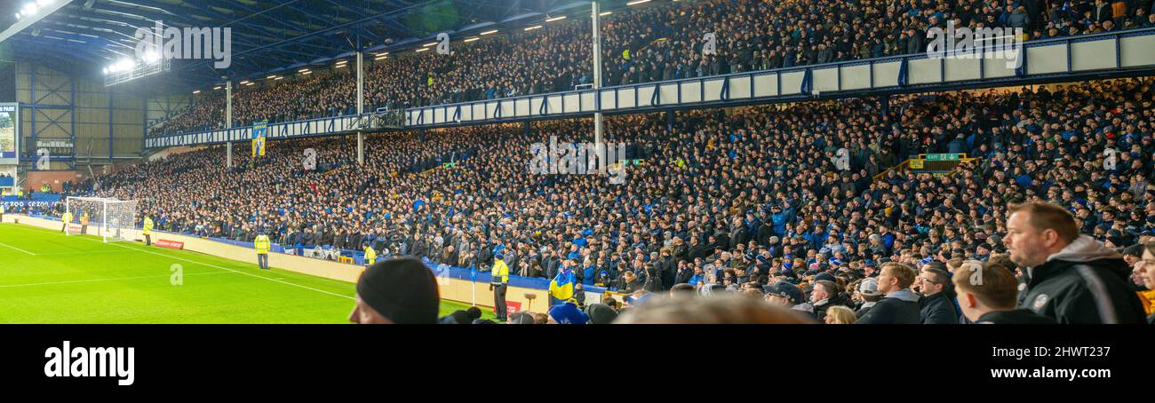 The Gwladys Street Stand at Goodison Park, the home of Everton Football Club since 1892. Image taken on the 2rd of March 2022. Stock Photo