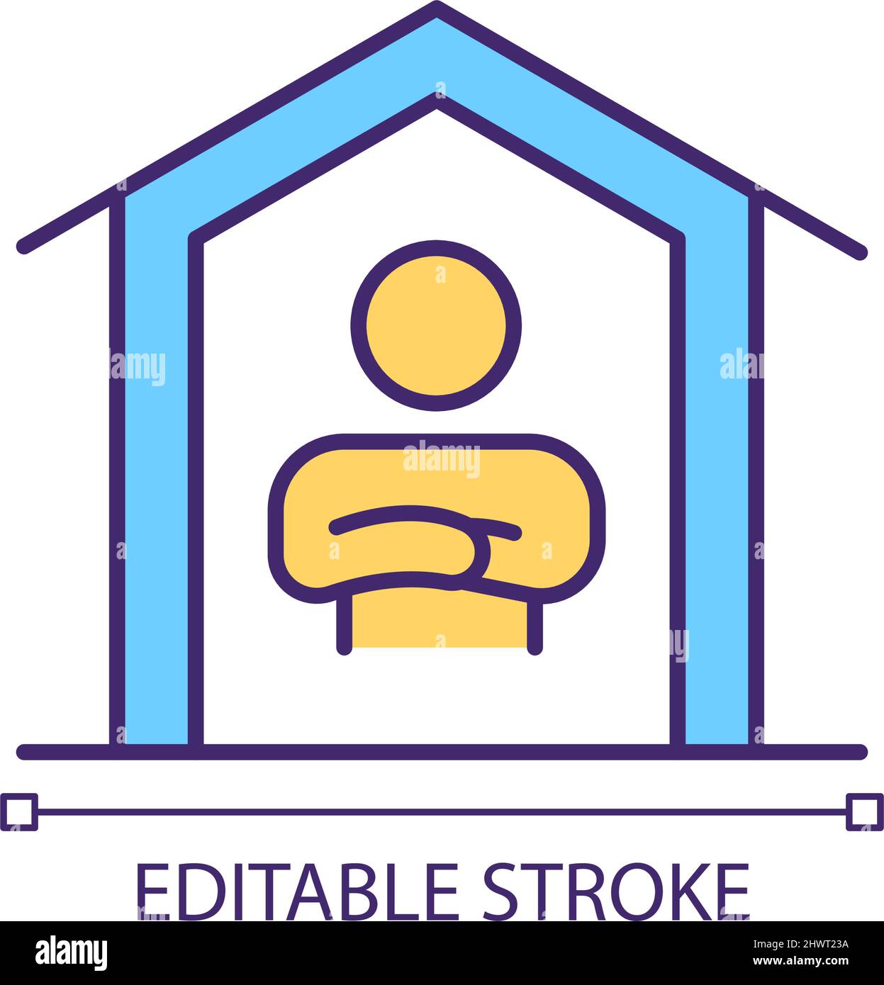 Abuser at home RGB color icon Stock Vector