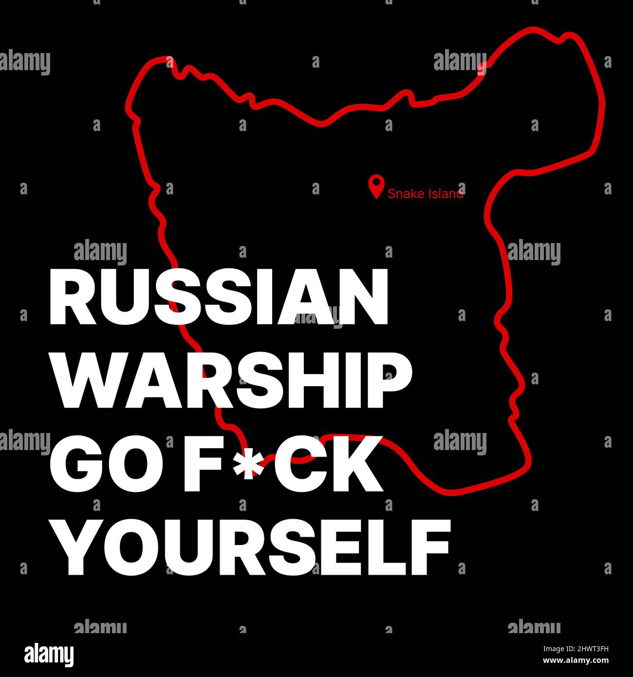 Snake Island Ukraine. Russian Warship Go Fck Yourself. Vector illustration Stock Vector