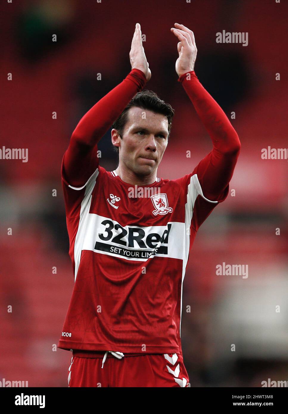 Middlesbrough's Jonny Howson applauds supporters after the Sky Bet Championship match at the Riverside Stadium, Middlesbrough. Picture date: Saturday March 5, 2022. Stock Photo