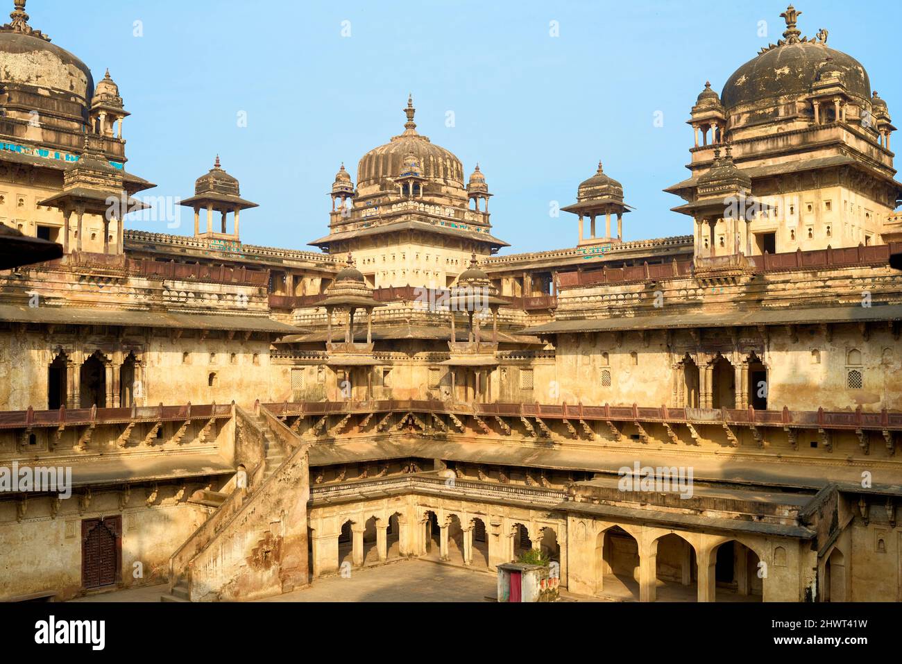 India Madhya Pradesh Orchha. The Fort Complex Stock Photo