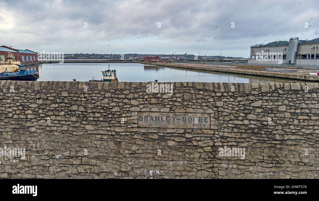 File photo dated 16-02-2021 of a general view of Bramley Moore Dock in Liverpool, the proposed site of Everton's new stadium. Everton will not be taking up the offer of a £30million local authority loan to help fund their new stadium at Bramley-Moore Dock after sourcing alternative private funding but a £15m grant remains on the table. Issue date: Monday March 7, 2022. Stock Photo