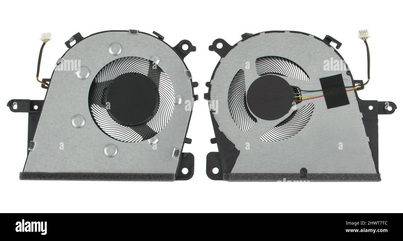 laptop fan, spare parts for a computer, on a white background Stock