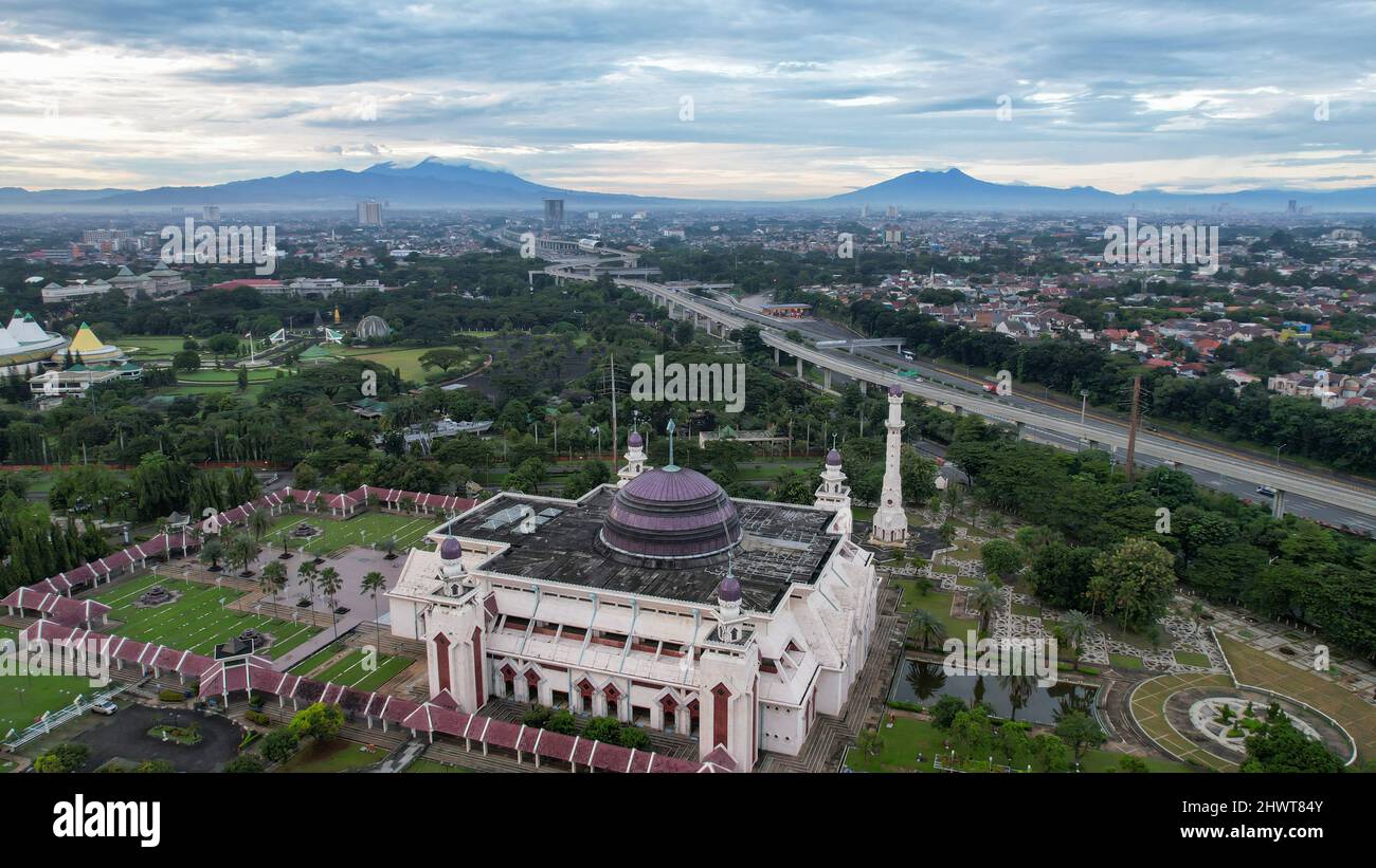 Aerial view of At Tin Grand Mosque, where this mosque is the largest