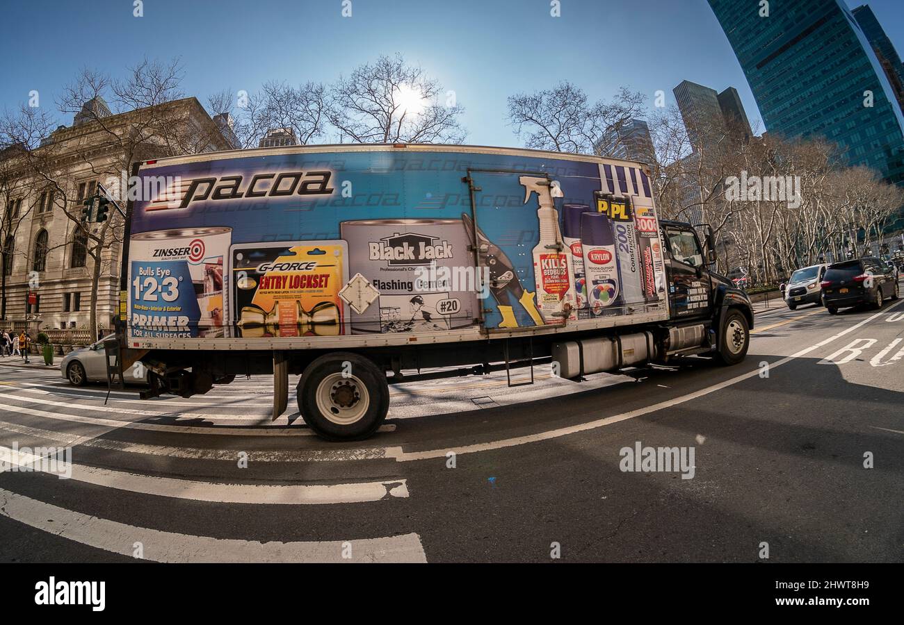 A delivery truck for Pacoa, a wholesale distributor of paint and 
