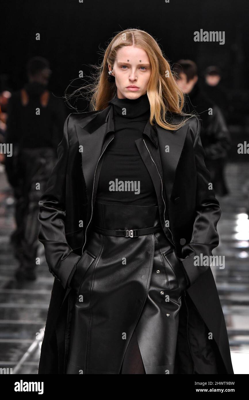 Model Abby Champion walks on the runway at the Givenchy fashion show ...