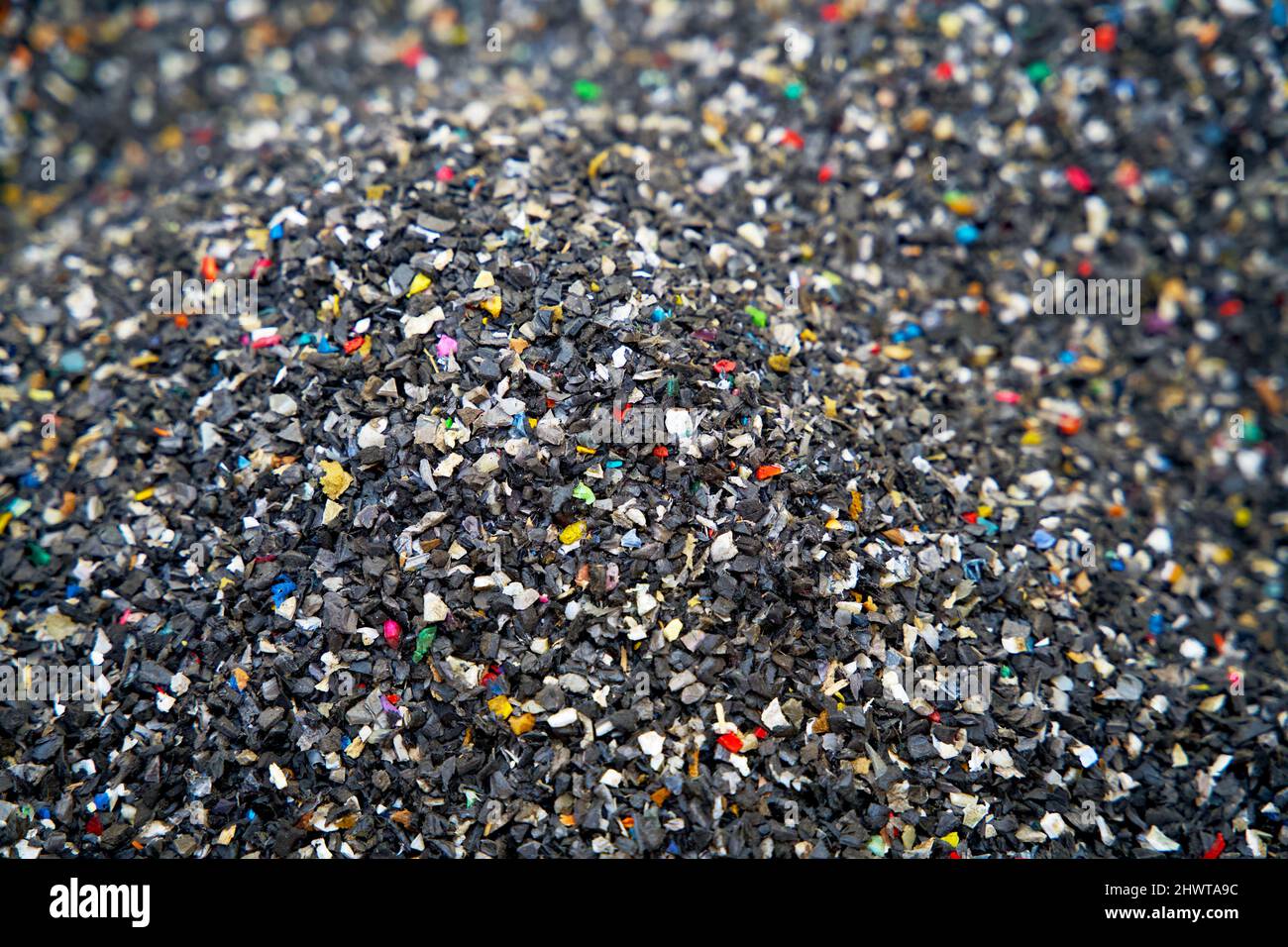 Plastic granulate in a recycling factory for plastic waste Stock Photo