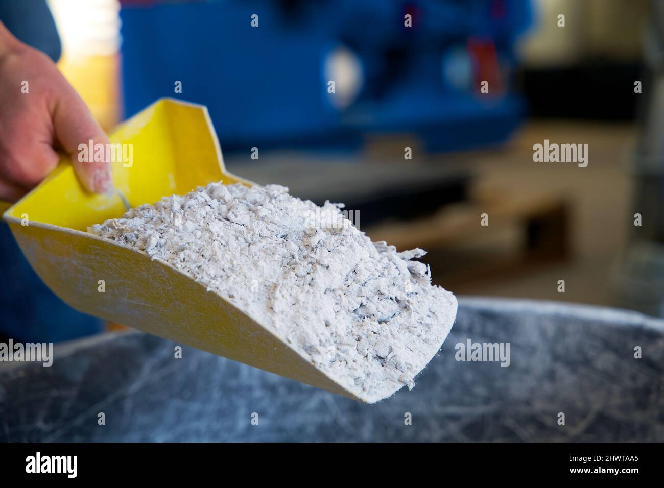 Plastic granulate in a recycling factory for plastic waste Stock Photo