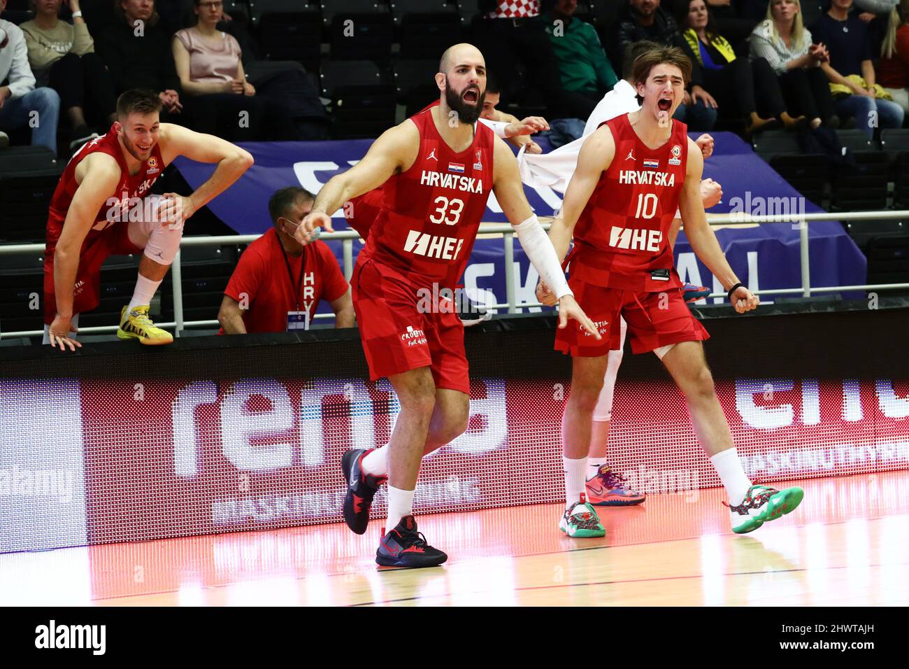 Croatia won and celebrates after Monday's FIBA World Cup qualifiers