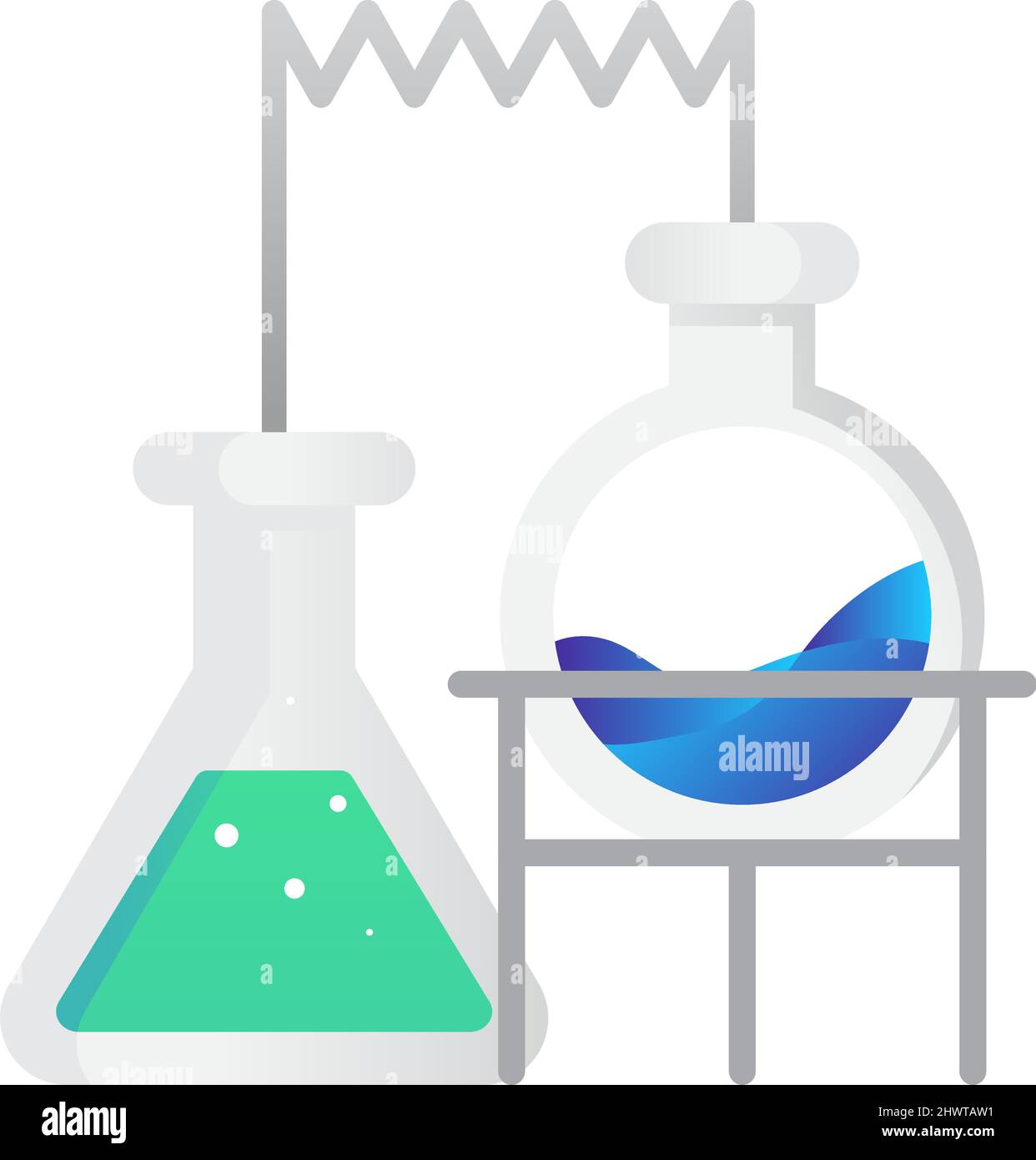 Chemical lab equipment glassware flat vector icon Stock Vector Image