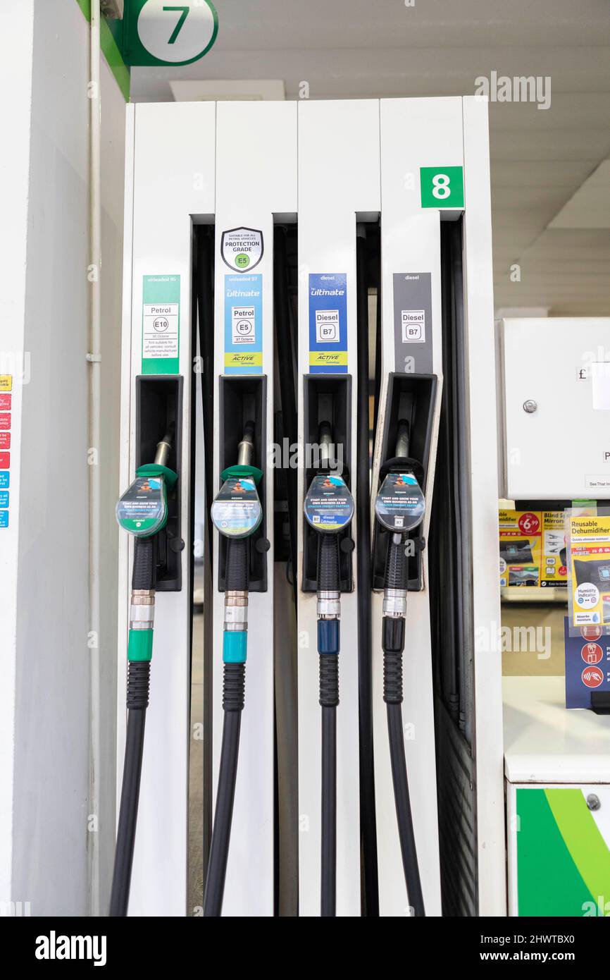 BP Petrol Station in Victoria, London, as oil prices spike following fear of Russian aggression. Stock Photo