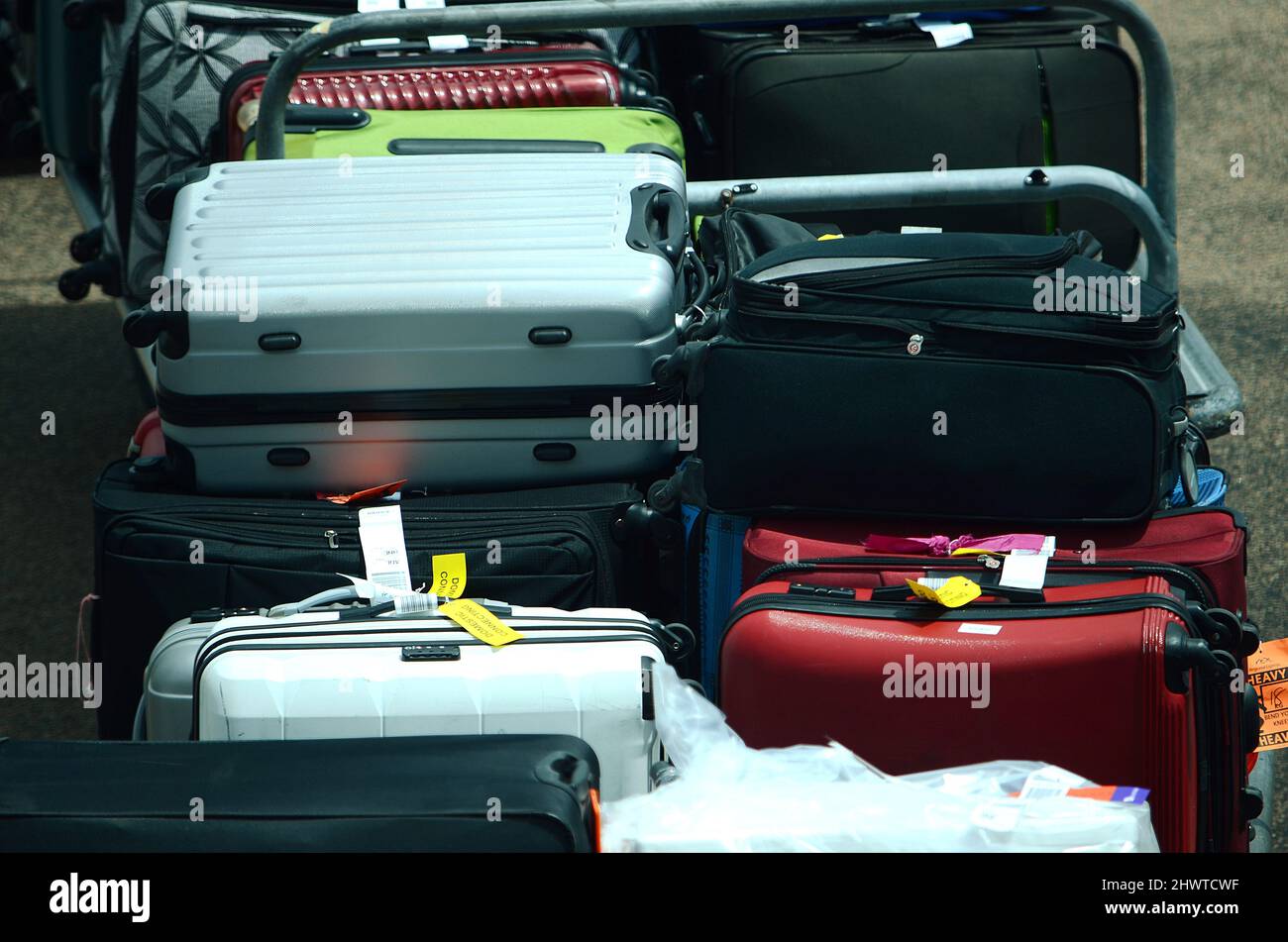 refugees flying from the Ukraine flying out of Poland to the UK with all there belongings Russian invasion of the Ukraine Stock Photo