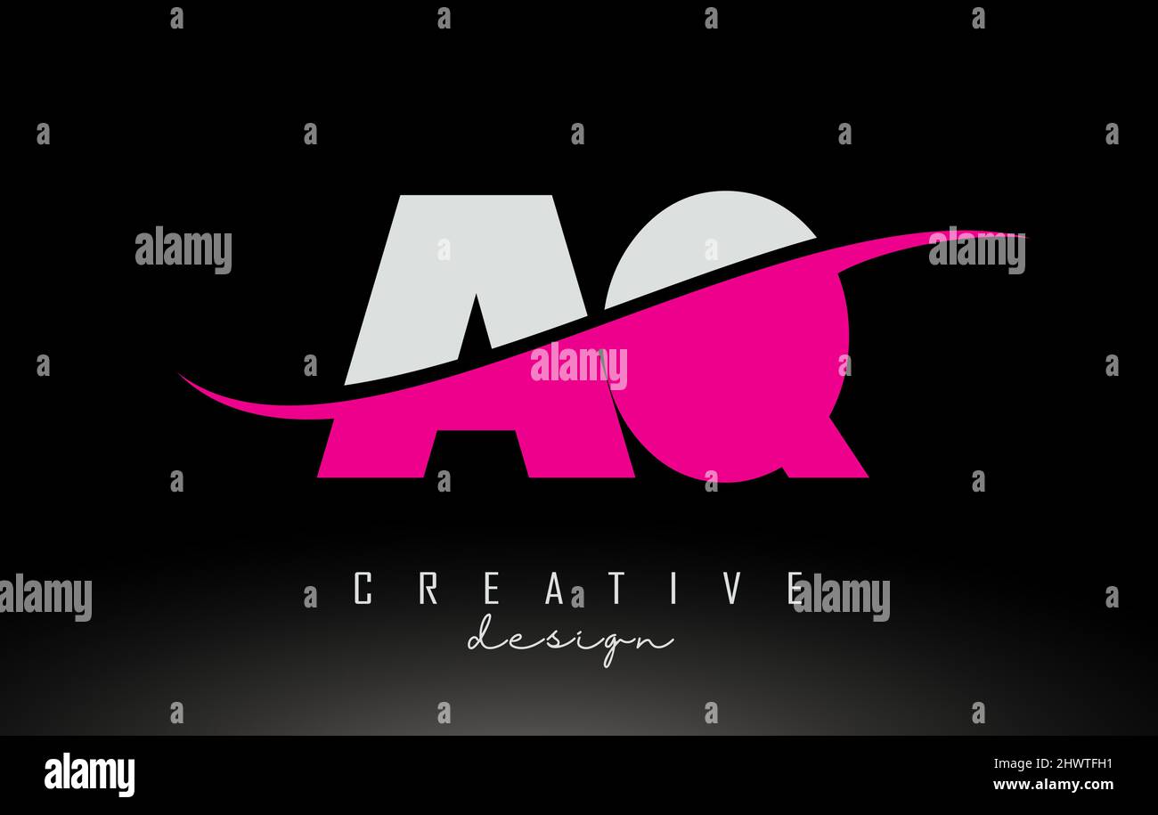 AQ A Q White and Pink Letter Logo with Swoosh and Curved Lines Stock ...