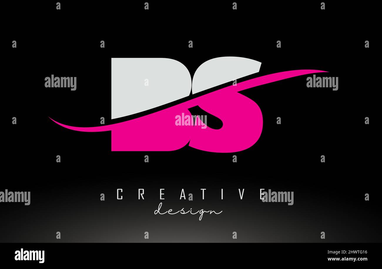 BS B S White and Pink Letter Logo with Swoosh and Curved Lines Stock ...