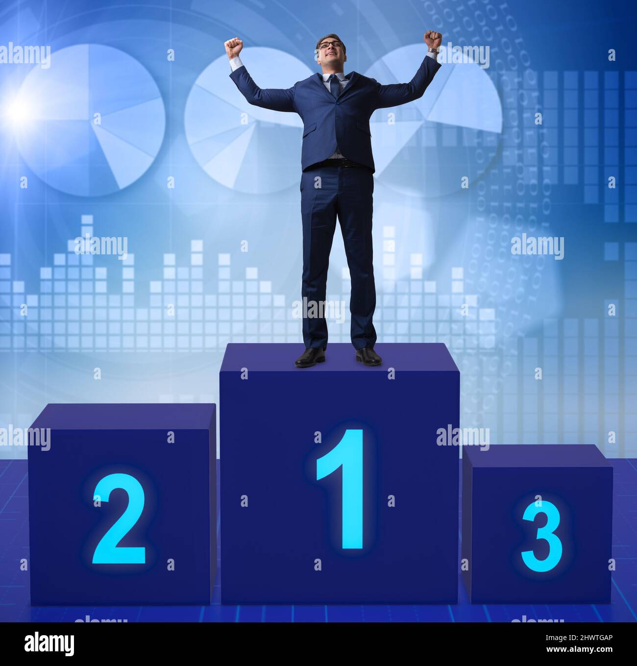 The businessman taking first place in competition Stock Photo - Alamy