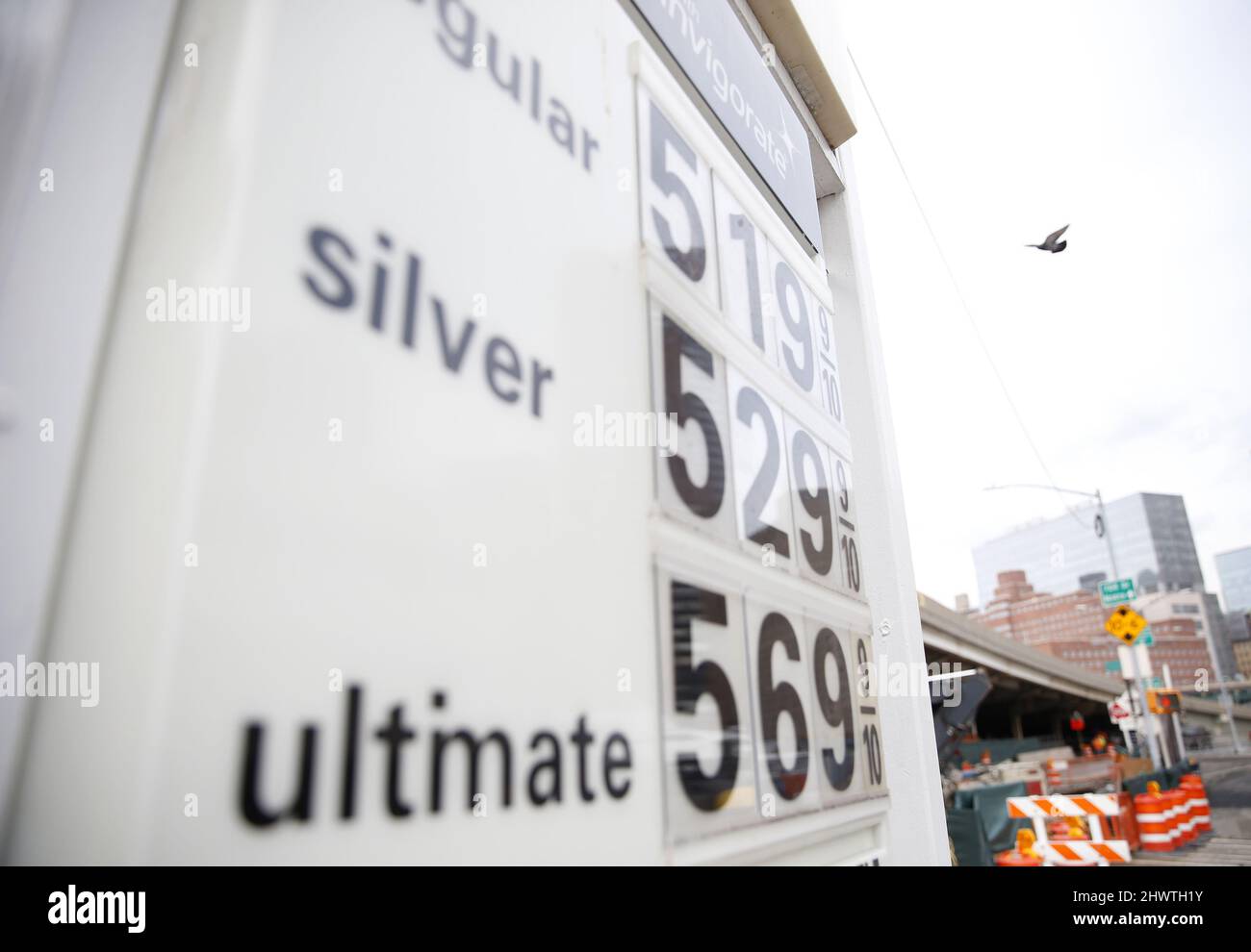 New York, United States. 07th Mar, 2022. The price for a gallon of