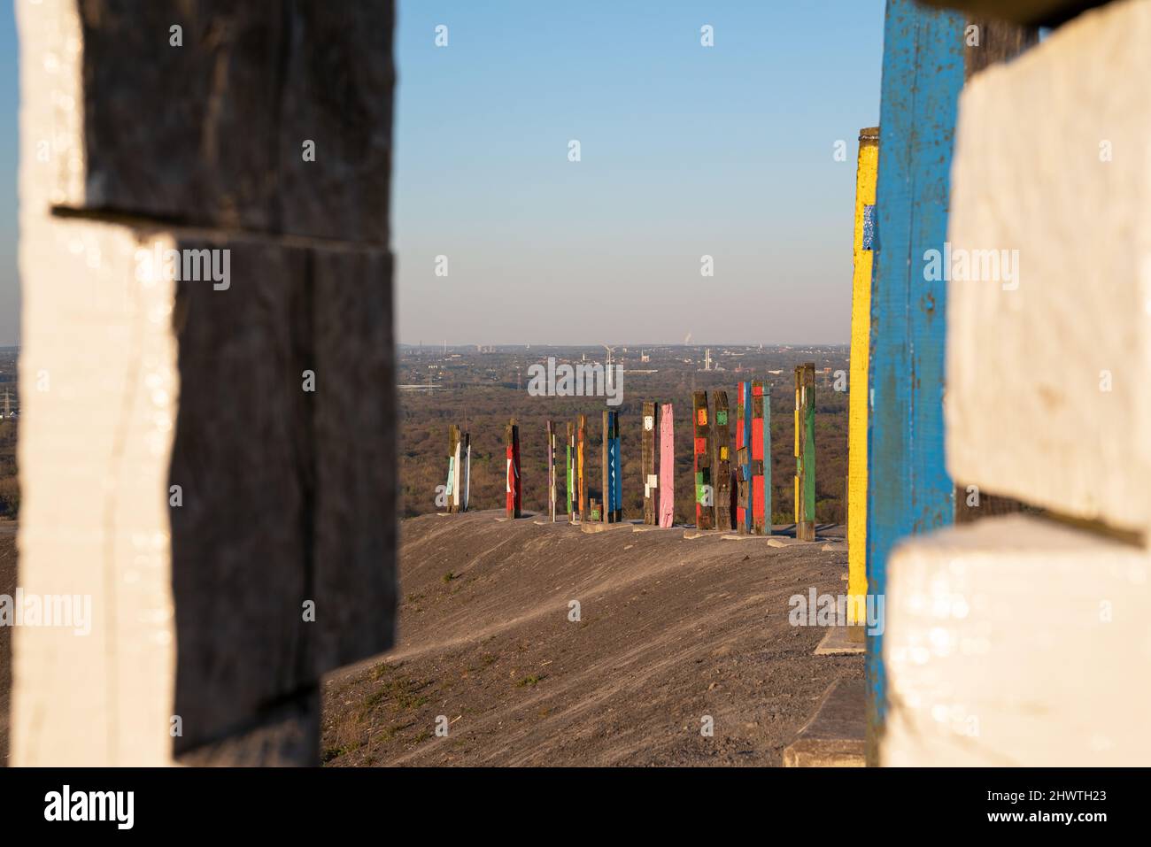 BOTTROP, GERMANY - APRIL 27, 2021: Haniel tip, landmark of Ruhr Metropolis against sky on April 27, 2021 in Bottrop, Germany Stock Photo