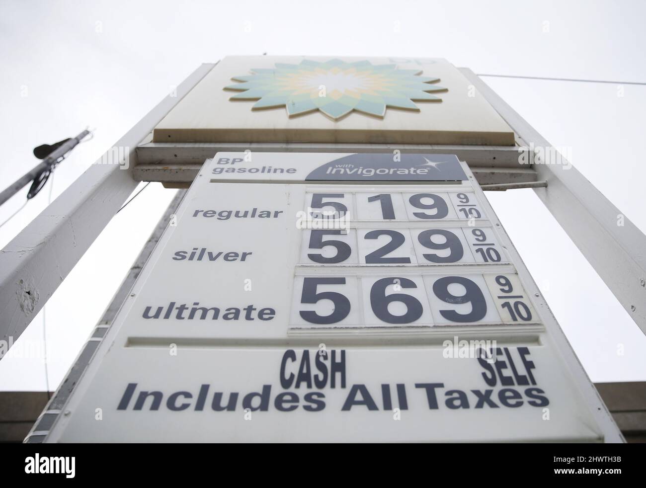 New York, United States. 07th Mar, 2022. The price for a gallon of