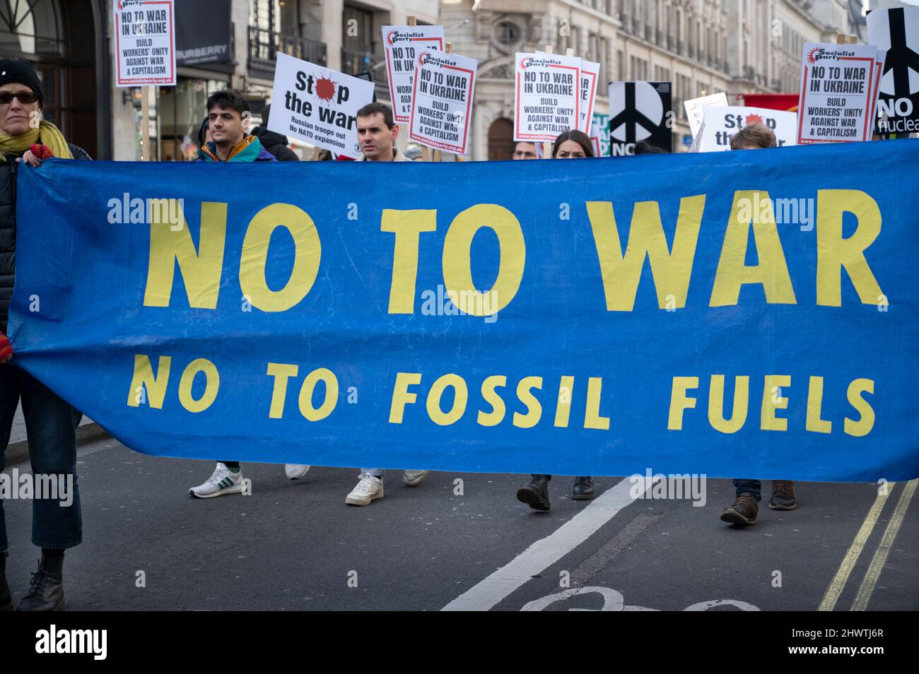 London March 6th 2022. Protest against the war in Ukraine organised by Stop the war. Stock Photo