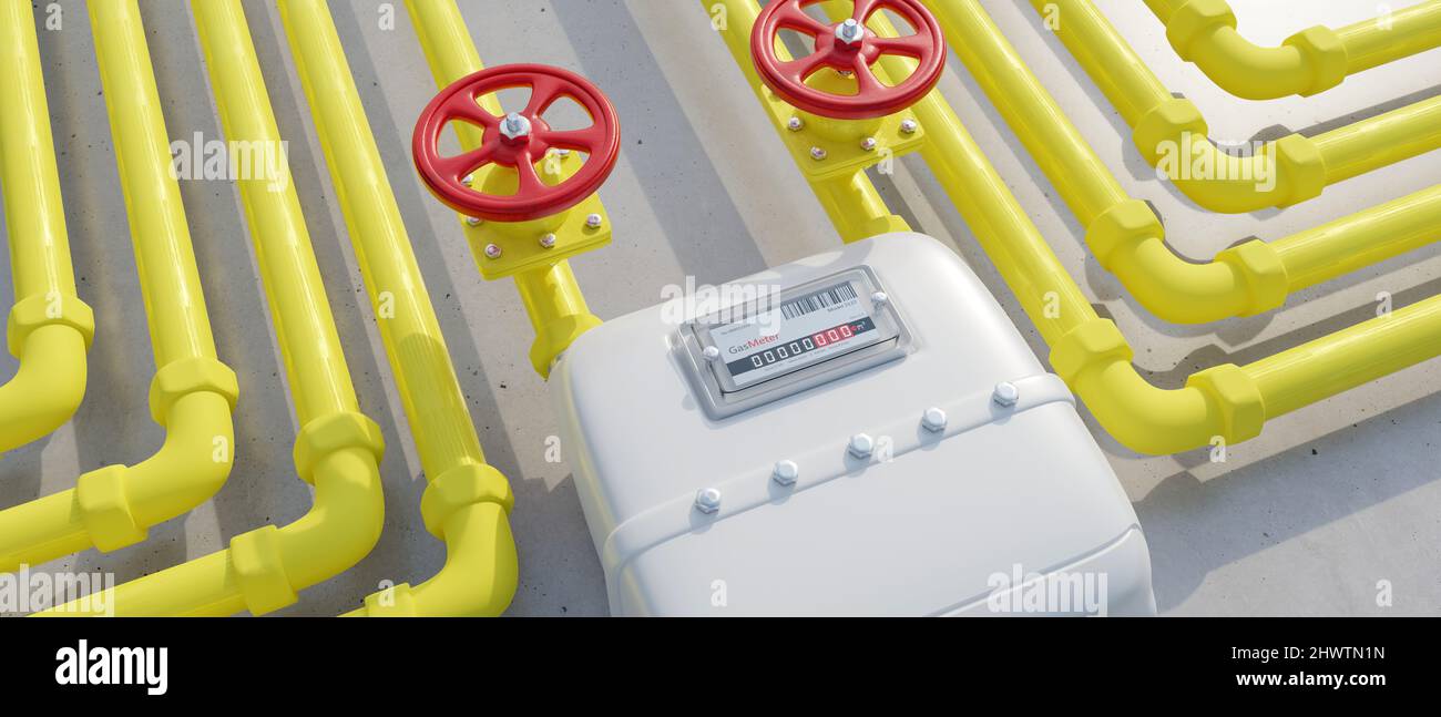 Gas home utility distribution. Consumption measure, counter meter and