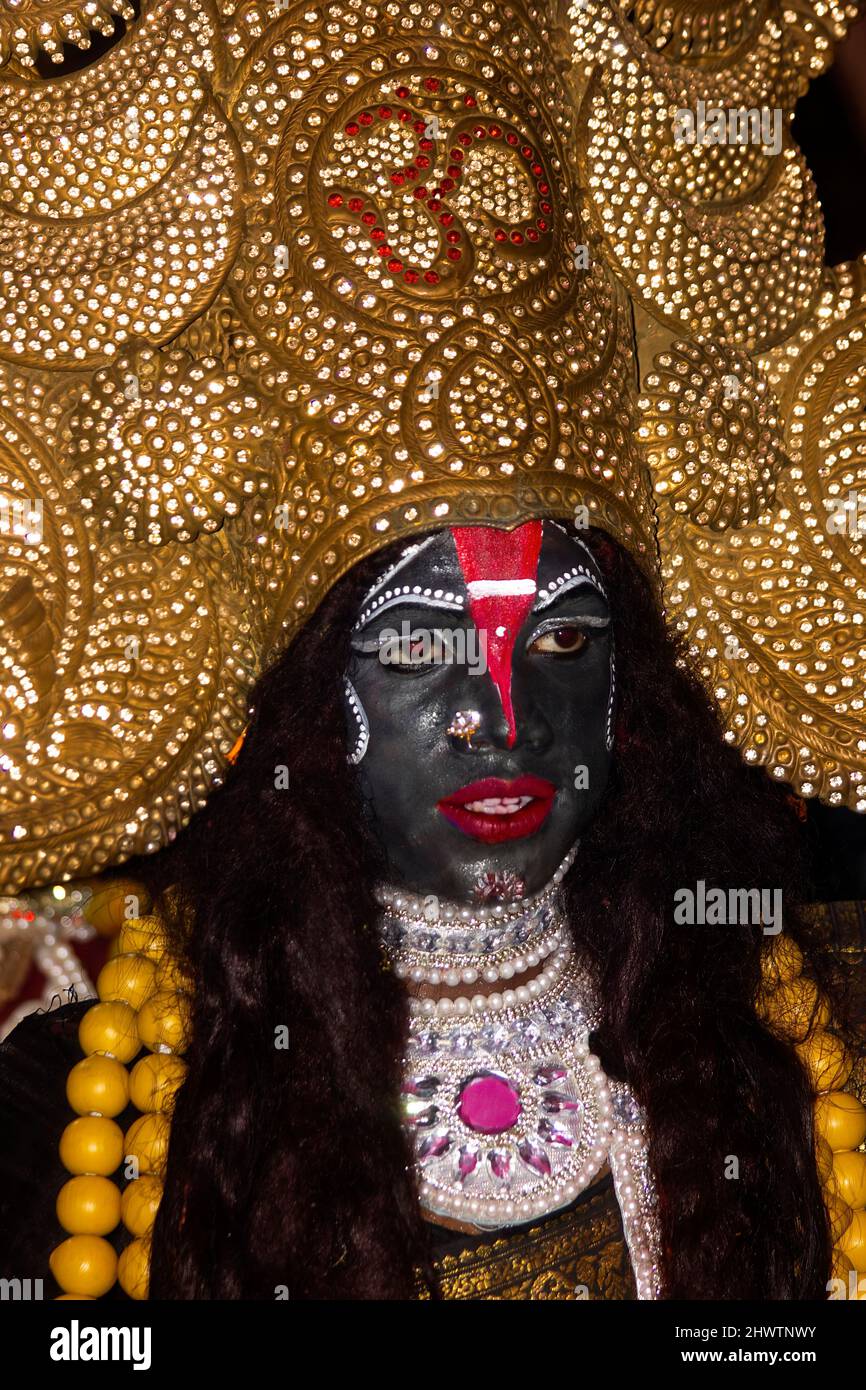 An actor playing Hindu Goddess Mother Kaali Stock Photo