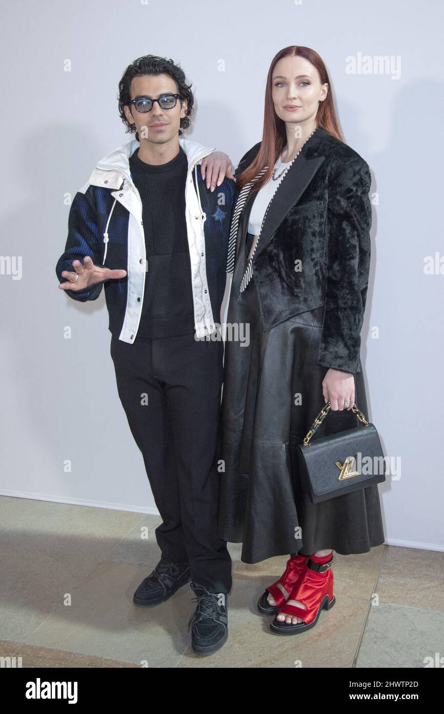 Joe Jonas and Sophie Turner attending the Louis Vuitton Womenswear  Fall/Winter 2022/2023 show as part of Paris Fashion Week in Paris, France  on March 07, 2022. Photo by Aurore Marechal/ABACAPRESS.COM Stock Photo 
