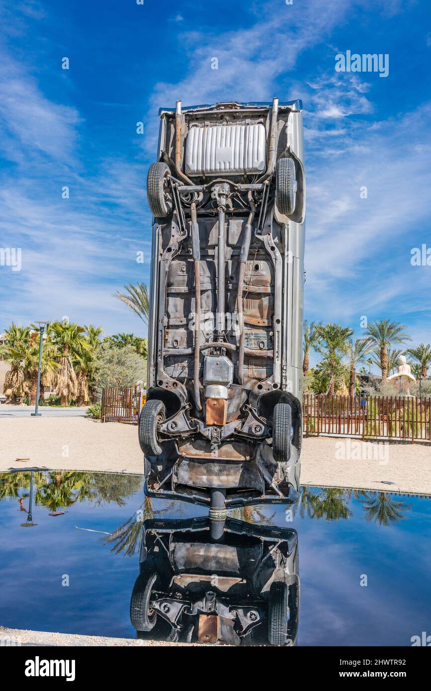 Sculpture by Gonzalo Lebrija, 'History of Suspended Time' (A monument for the impossible) on display outside in front of the Palm Springs Art Museum. Stock Photo
