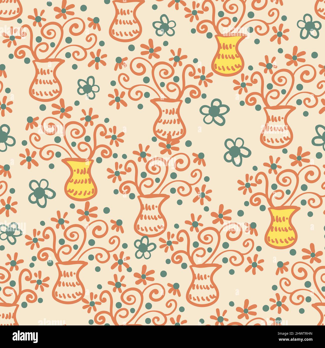 vases with flower bouquets seamless vector pattern Stock Vector Image ...