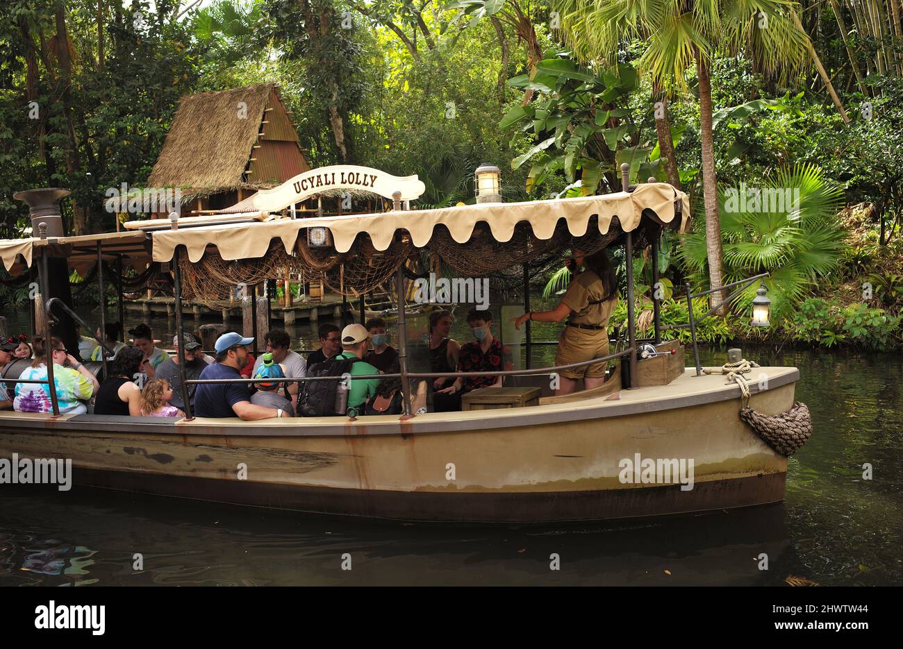 Jungle cruise attraction in Adventureland at Walt Disney World, Orlando, Florida. Stock Photo