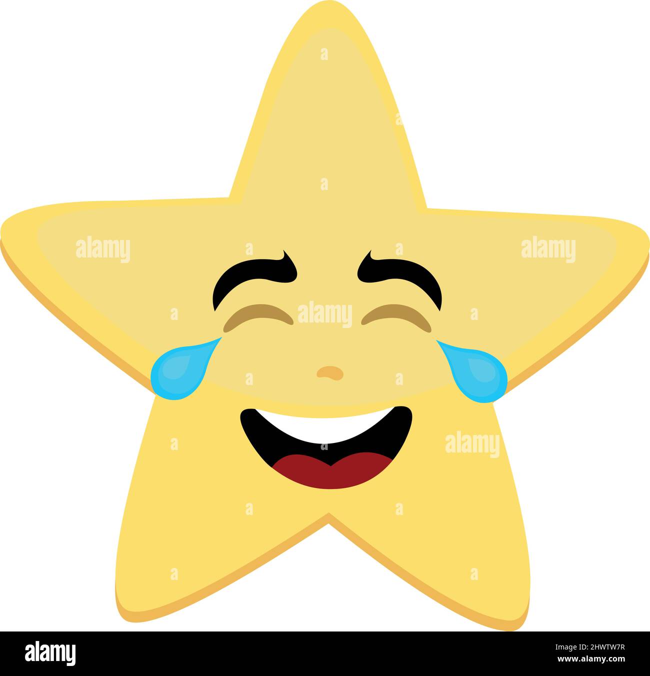 Vector cartoon character illustration of a star, crying with tears of joy Stock Vector
