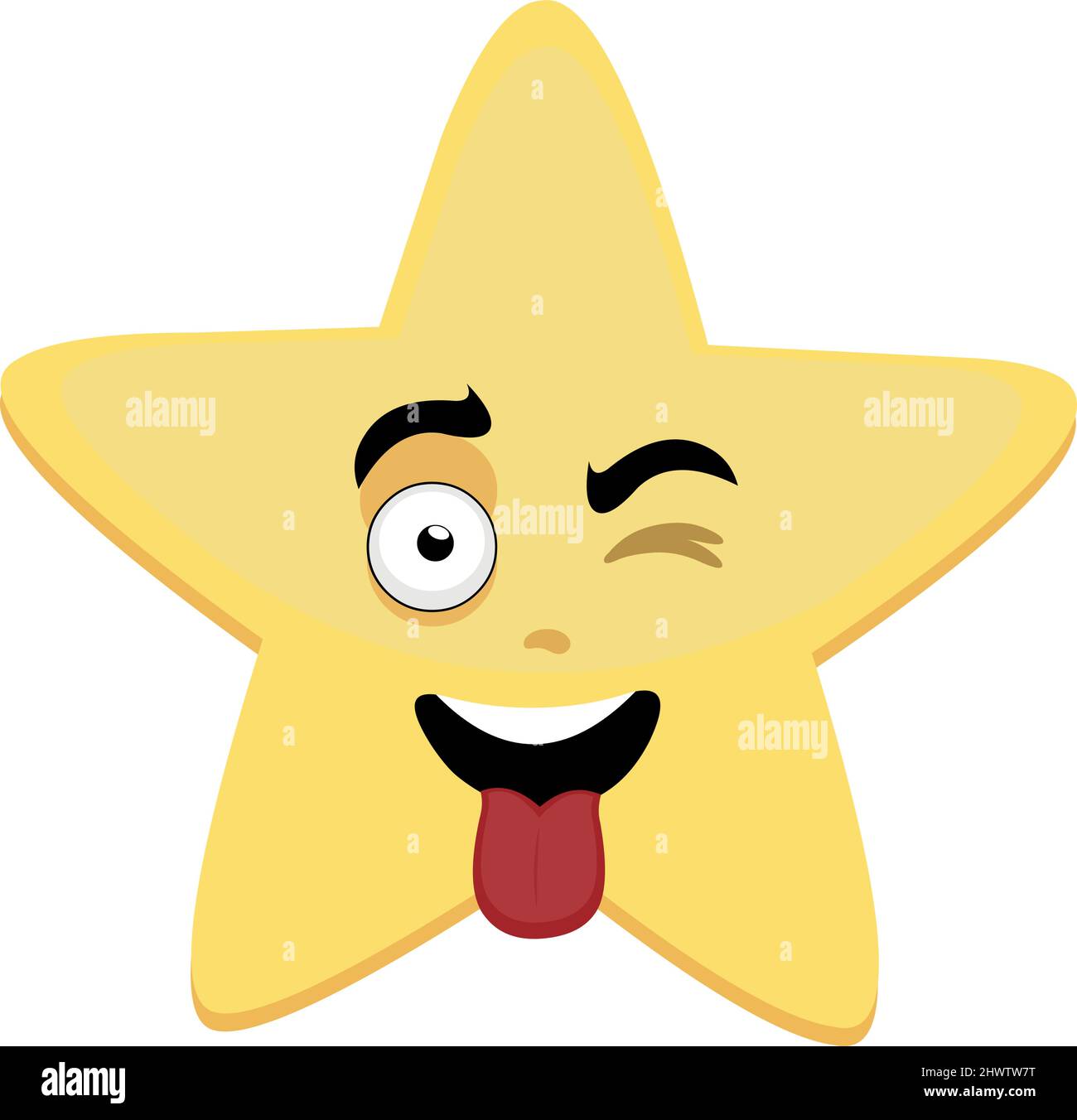 Vector cartoon character illustration of a star, winking and with his tongue out Stock Vector