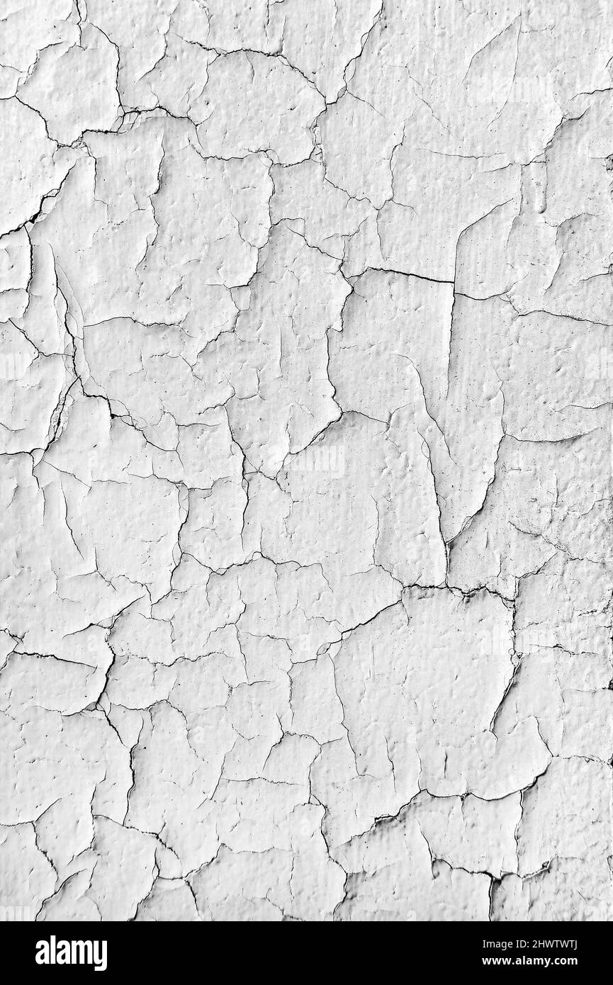 Cracked stone background. Cement white wall texture with cracks Stock Photo