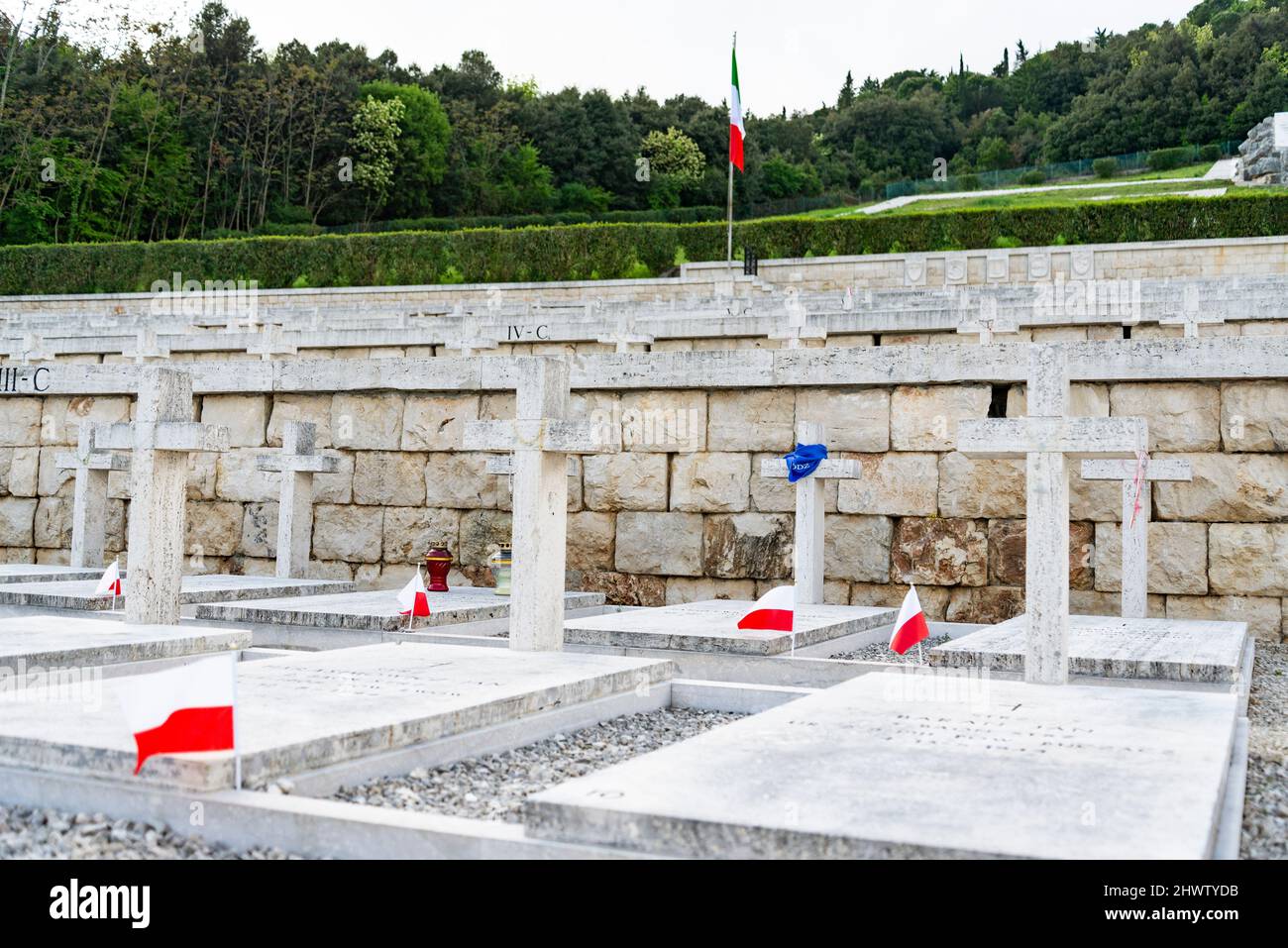 Historical Polish WWII Cemetary near the Abbey in Montecassino Stock Photo